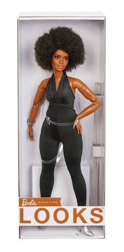Imagem 5 de 11 de Barbie Signature Looks Curvy Morena Macação Preto Ms Sj