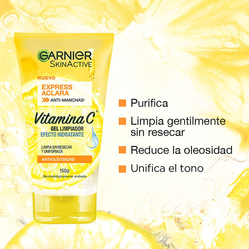 Gel Limpiador Garnier Vitamina C 150ml Piel Mixta Mixta Día/noche