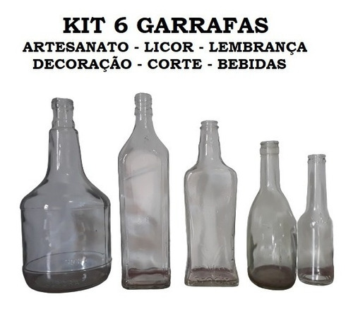 Kit Garrafas Vidro Artesanato Decoração Bebida Artesanato