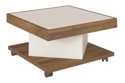 Mesa De Centro Quadrada Saara Com Rodinhas- Artely