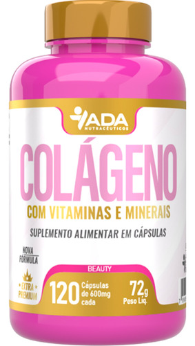 Colágeno +vit E Minerais - 750mg - 120cps - Ada Sabor Não Tem Sabor