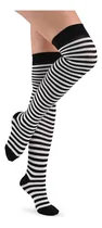 Comprar 36 Pack Calcetas Largas Mujer Medias Rayas Moda Blanco - Negro Unitalla