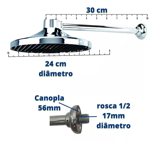 Chuveiro Ducha Fria Para Piscina 8 Polegadas Completo Branco Astra