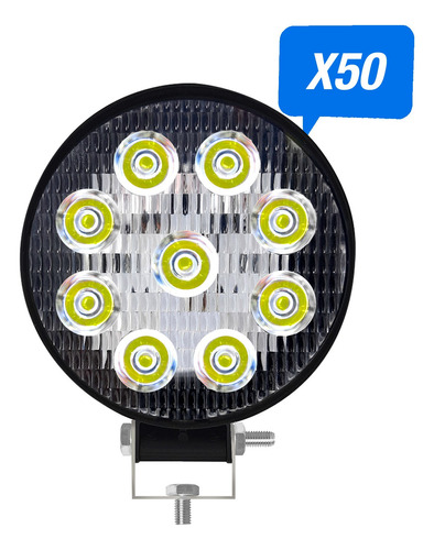 Kit X50 Faros Led Circular 9 Led 27 Watts 12v Premium Envío
