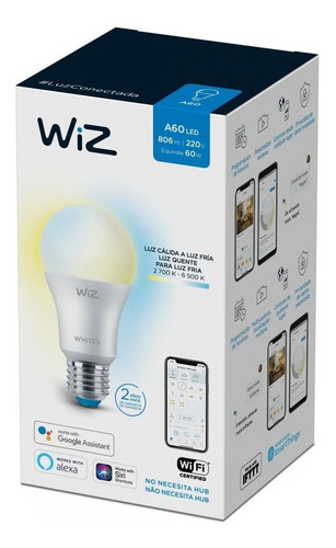 Lampara Led Bulbo Wiz Smart Wifi Blanco/calido 9w E27