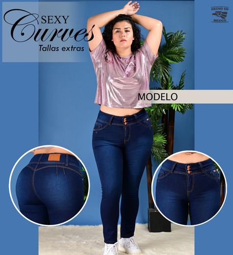 Pantalon Mezclilla Dama Corte Colombiano Talla Extra Es-46