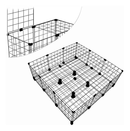 Cercado Porquinho Da Índia Com Fundo, Pés E Teto 90x90cm Pto