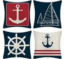 Comprar Fundas De Cojín Decorativas Cuadradas Náuticas Para Hogar, 4