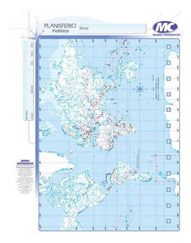 Mapa Escolar N°3 X40 Unid Planisferio Político - 24x19cm