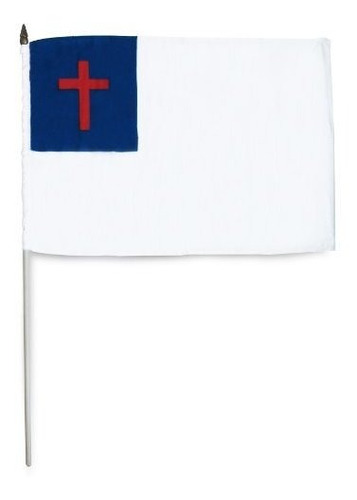 Bandera De Ee. Uu. Con Palo Cristiano, 12.0 X 18.0 In