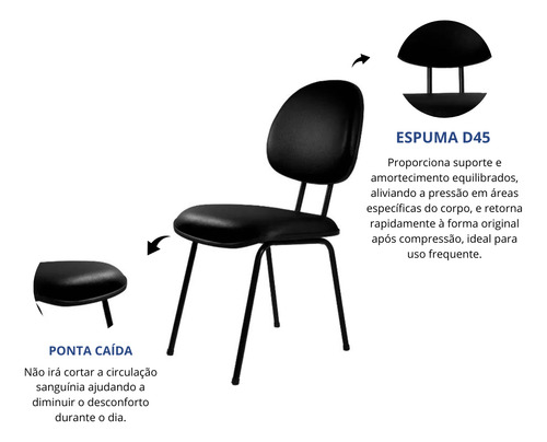 Kit 4 Cadeiras Executiva Fixa Ergonômica P/ Escritório Home