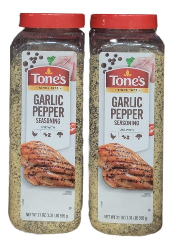 2x Tone's Garlic Pepper Blend Sazonador Ajo Pimiento