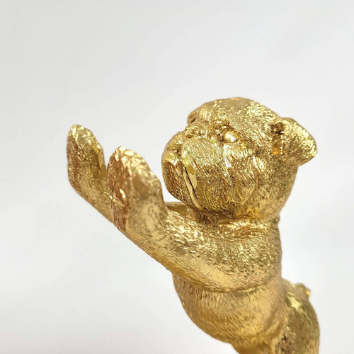Aparador De Livro Cachorro Dourado Pet Decor 20x13x9cm