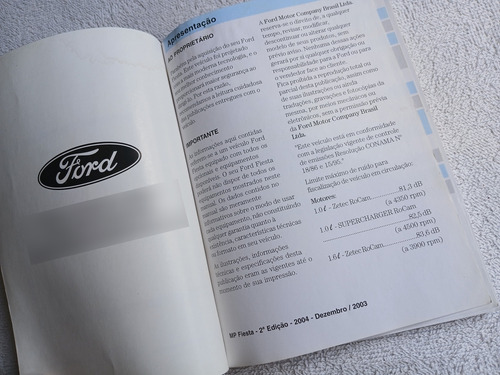 Manual Do Proprietário Do Fiesta - Original Ford - Ano 2004 (Usado)