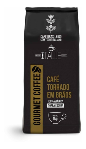 Café em Grao Torrado Expresso Arábica Torra Escura Grãos 1kg Gourmet Cafe Italle