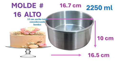 Moldes Altos Pastel Redondo Recto Repostería 16 Cm Set 2 Pzs