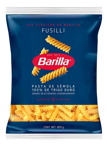 Pasta De Sémola De Trigo Fusilli En Empaque De 800g Barilla