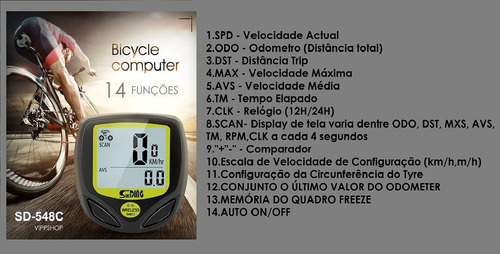 Imagem 3 de 8 de Velocímetro De Bike Sem Fio Com Visor Lcd À Prova D'água Luz