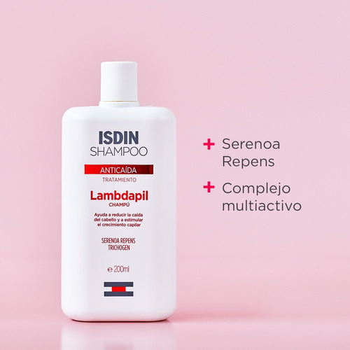 Imagen 5 de 7 de Shampoo Isdin Lambdapil Anticaída en botella de 200mL por 1 unidad