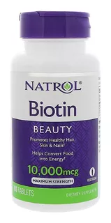 Vitamina Biotin Natrol 10,000 Mcg 100 Unidades