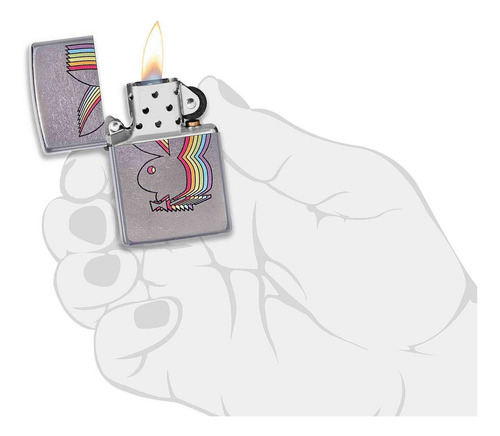 Encendedor Zippo Cromado Icono Playboy Multicolor