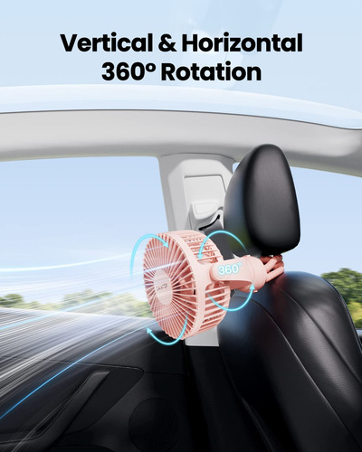 Mini Ventilador Portátil Clip Recargable 3 Velocidades 360 Rosado