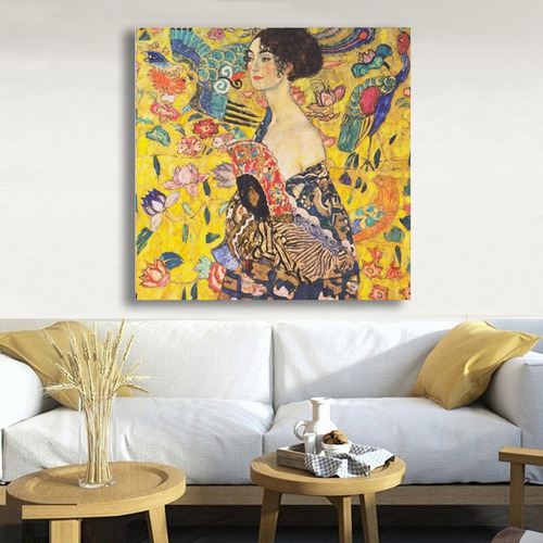 Cuadro Decorativo Moderno 70x70 Gustav Klimt Dame Mit F Cher