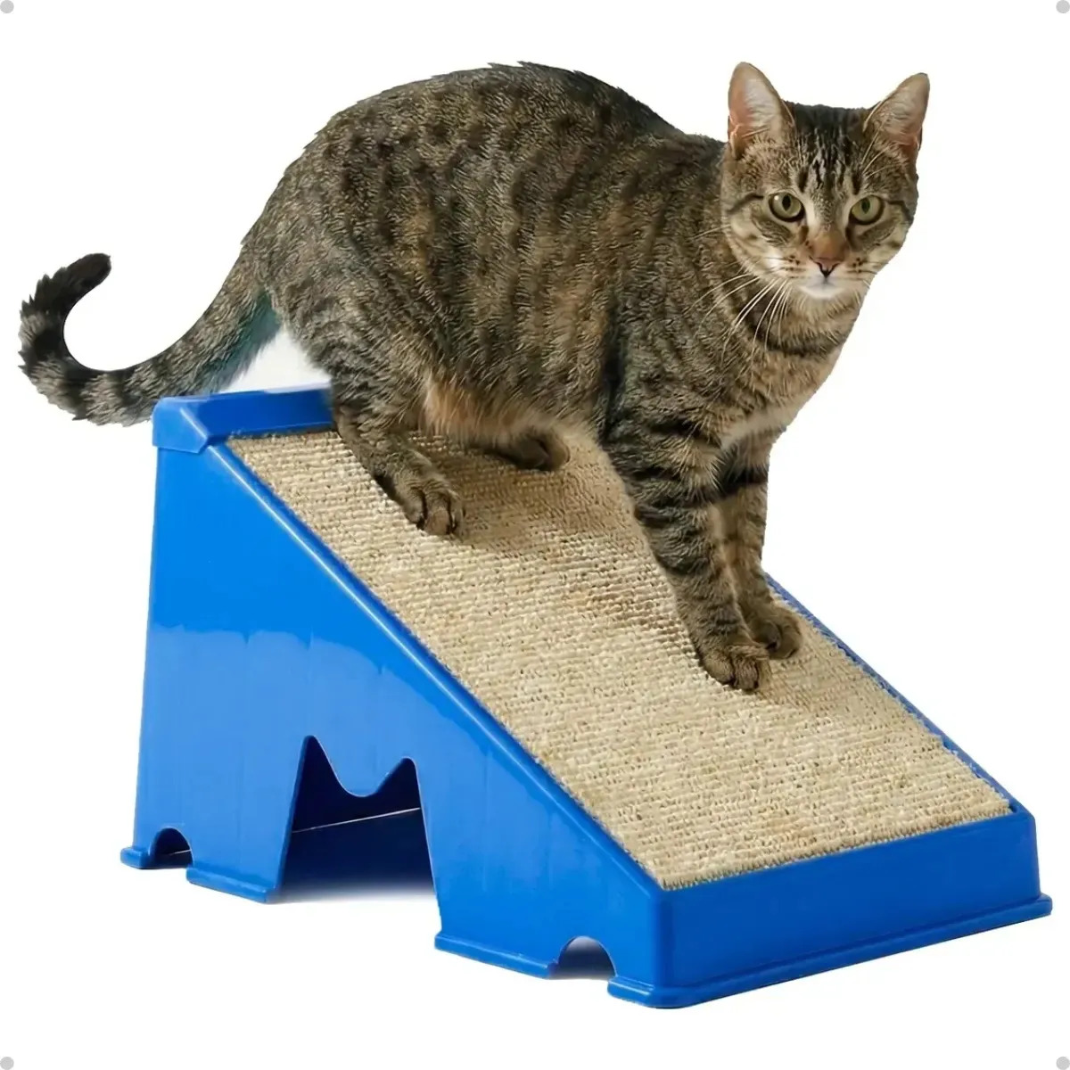 Arranhador Para Gato Rampa Plástica Anti Estresse Interativo Cor Azul