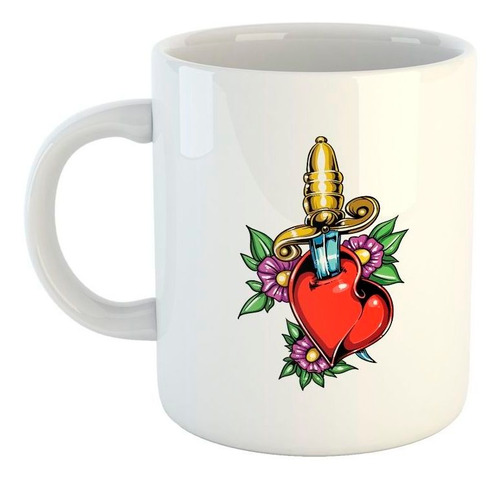 Taza De Ceramica Corazon Roto Cuchillo M2