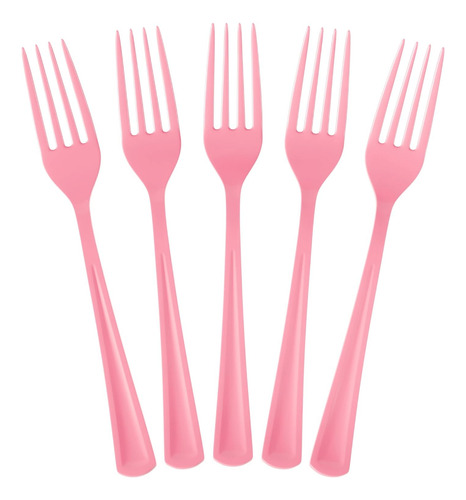 Tenedores Desechables De Plástico Rosa, 50 Piezas, Cubiertos