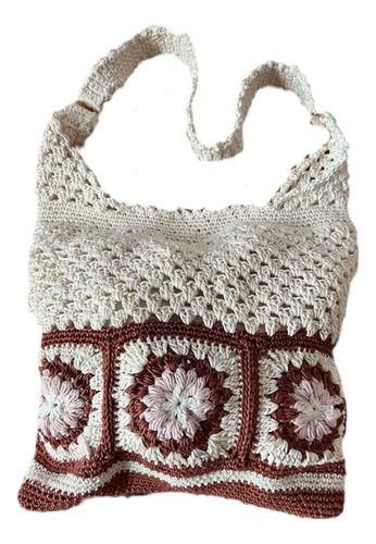Bolso Al Crochet Akira Beige Y Terracota