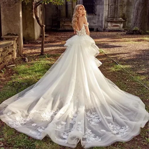 Maravilhoso Vestido De Noiva Sereia Estellas Com Cauda Longa