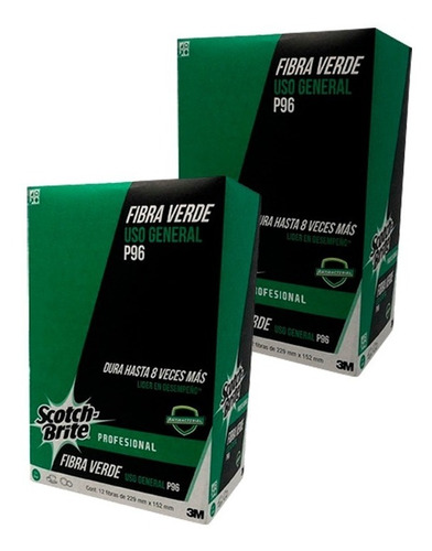 24 Piezas Fibra Verde 3m Scotch Brite P-96 Uso General