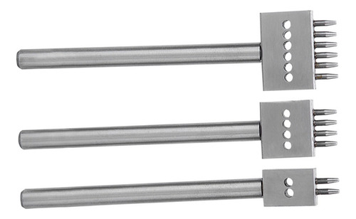 Perforadora De Cuero, 3 Piezas, Cincel Plateado, Herramienta
