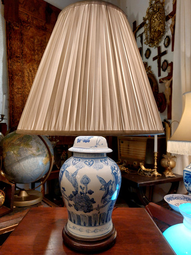 Lamparas De Porcelana China Blanco Y Azul Vintage (Usado)