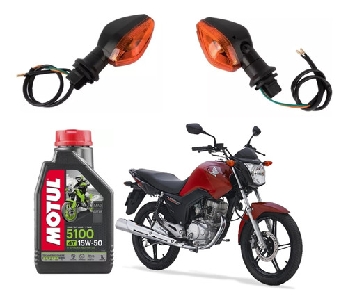 Kit Aceite Motul 5100 + 2 Faros Giro Honda Titan 150 New En 