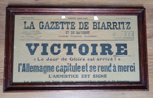 Diario Gazette De Biarritz 1918 Primera Guerra Mundial Marco