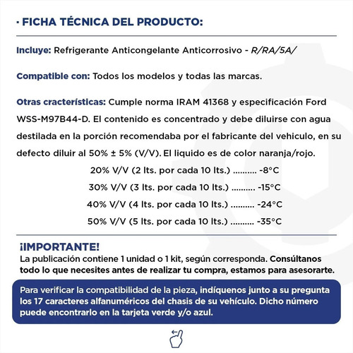 Imagen 2 de 9 de Refrigerante Anticongelante Anticorrosivo Ford Motorcraft 1l