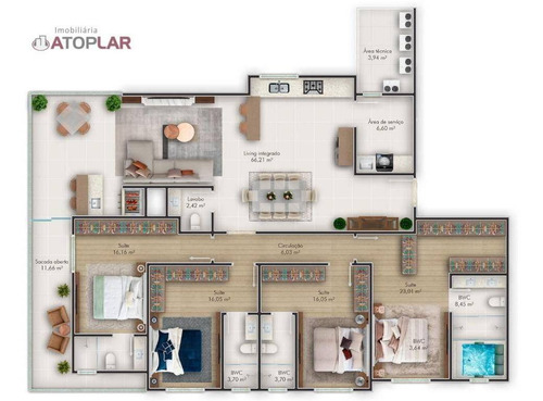 Imagem 4 de 13 de Cobertura À Venda, 206 M² - Meia Praia - Itapema/sc - Co0167