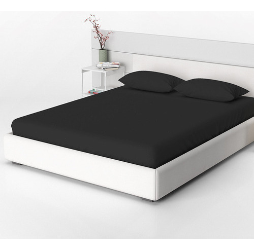 Lençol Roupa Forro De Cama Avulso C Elástico Cama Queen Size Cor Preto Desenho Do Tecido Liso