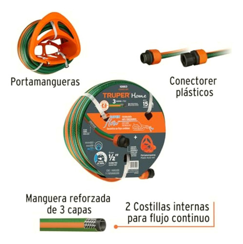 Truper Combo-201, Combo Manguera Man-15x1/2re Y