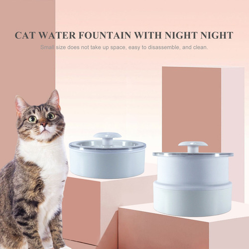Fuente De Agua Para Gatos De 2,4 L Con Noche De Apagado Auto