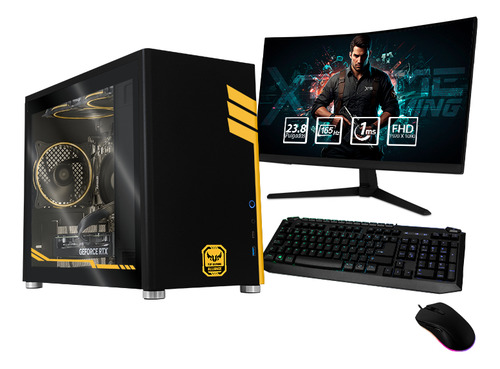 Xtreme Pc Gaming Asus Tuf Geforce Rtx 4060 Amd Ryzen 5 5500 16gb Ssd 1tb Monitor Curvo 23.8 165hz Teclado Mouse Wifi Black