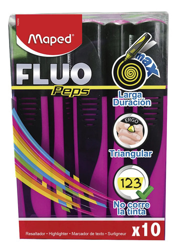 Marcatextos Triangular Fluo Peps Rosa Caja C/ 10 Piezas