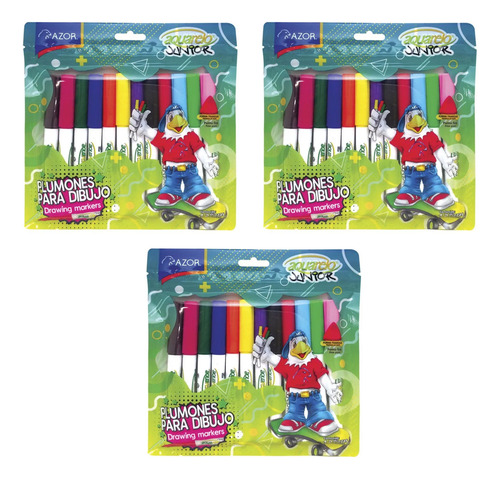Marcador Azor Aquarelo Junior 12pz Pack C/3