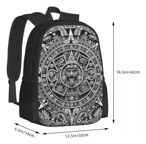 Aztec Calendar Sun Stone - Mochila En Escala Gris Para Color 9