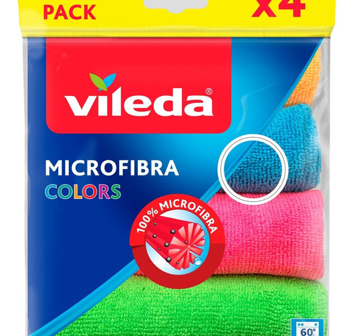 Imagen 4 de 11 de Paño Microfibra Vileda Multiuso Súper Absorbente Colores X 4 Color Surtido