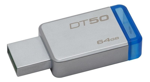 Imagen 1 de 1 de Memoria USB Kingston DataTraveler 50 DT50 64GB 3.1 Gen 1 plateado y azul