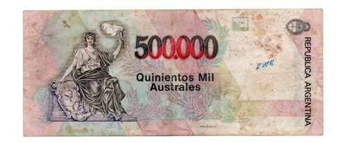 Billete Argentina 500000 Australes Reposicion Bottero 2901 (Usado)