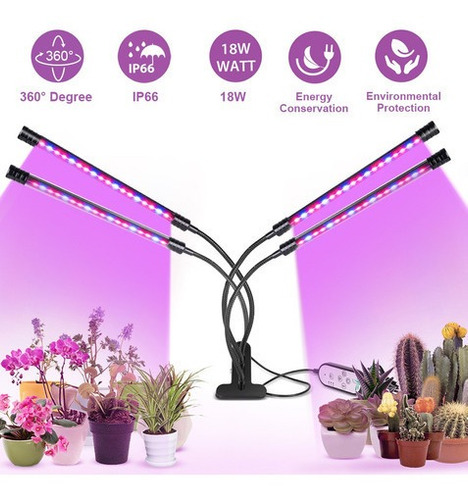 Lámpara Led Para Crecimiento De Plantas Con 4 Tubos De Luz.